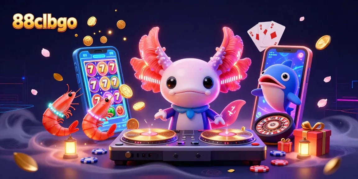 Engage in exciting gameplay with 88clbgo's vibrant casino elements featuring a DJ and colorful slot games.