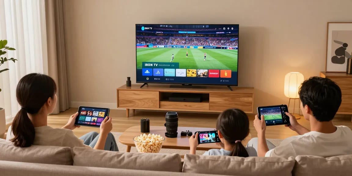 Expérience familiale avec IRON TV, streaming de films et sports en haute qualité.