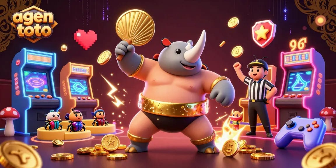 Menangkan agen toto di simbol bertuah dengan karakter menarik dalam ilustrasi kasino digital.