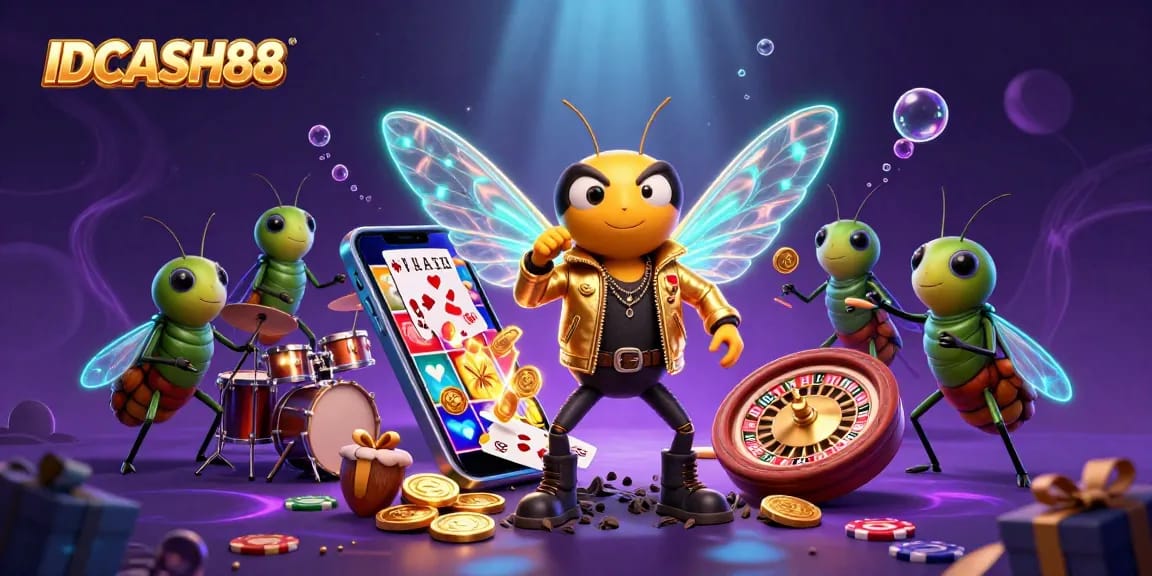 Experience the thrilling world of IDCASH88 with vibrant 3D characters and exciting slot game elements.
