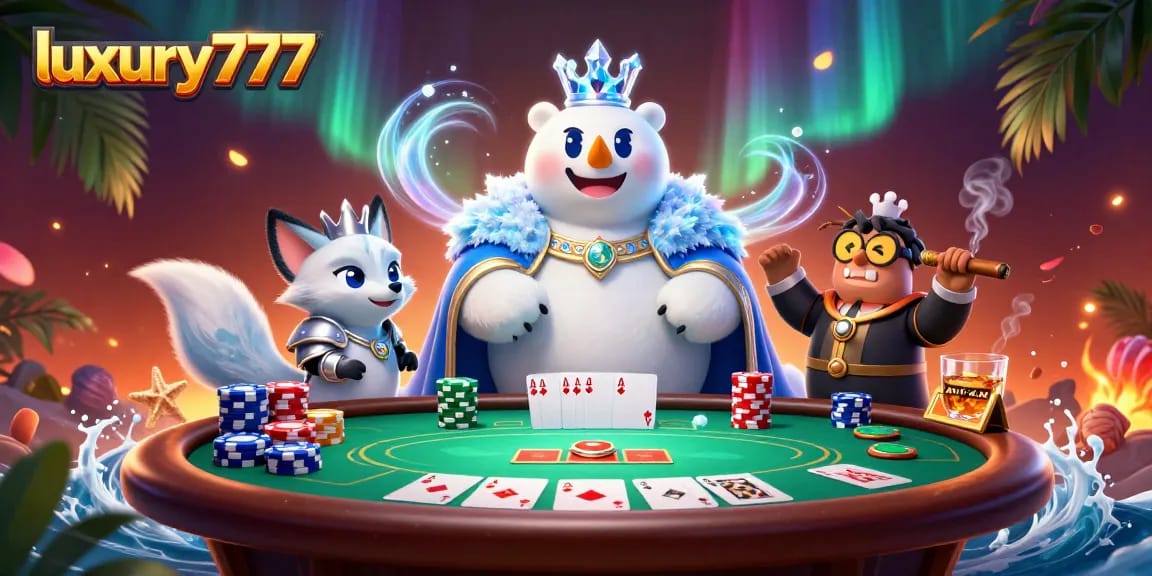 Experience the vibrant energy of luxury777 with a captivating gaming scene featuring a polar bear and snow fox.