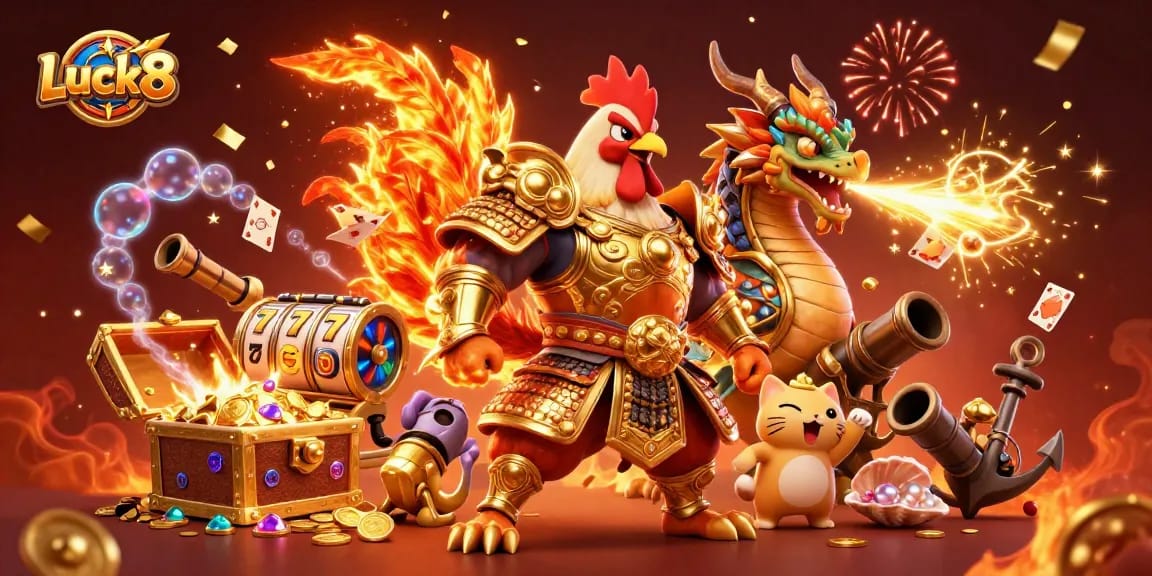 Experience thrilling gameplay at Luck8 with our vibrant illustration of a casino filled with excitement.