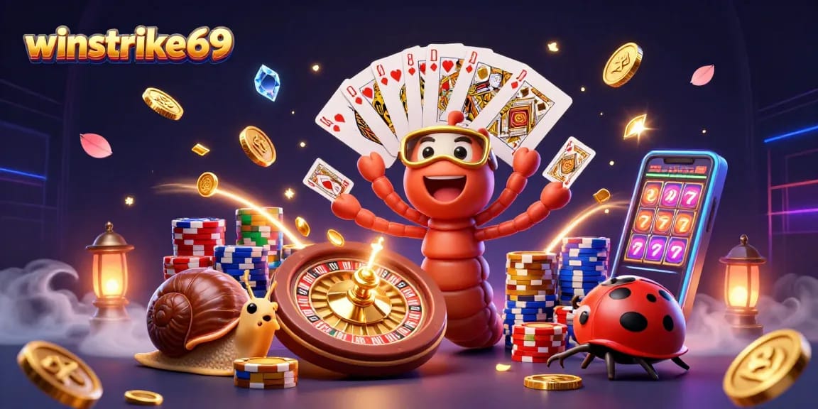 Experience the thrill of winstrike69 with vibrant casino characters and dynamic gaming elements.