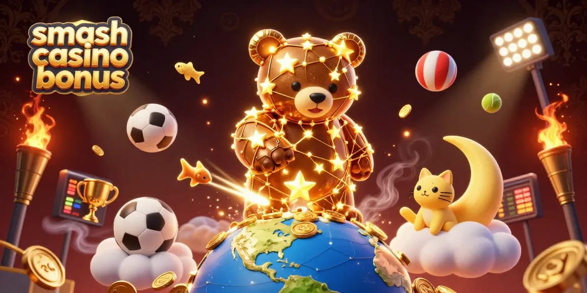Joueur actif saisissant le bonus smash casino avec des pièces d'or tombant autour des éléments de jeu.