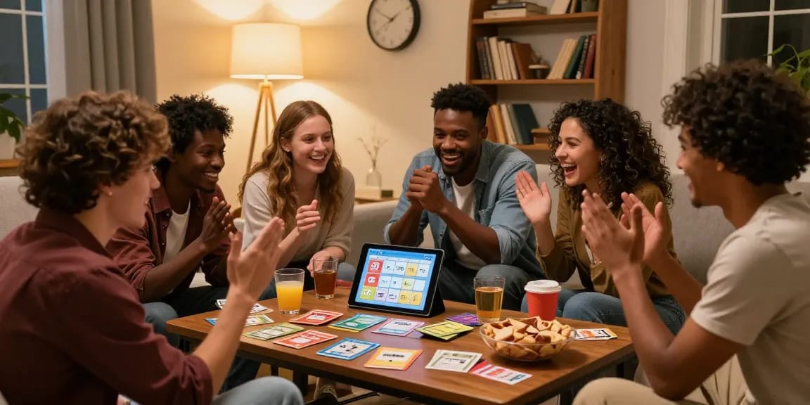 Engaging group of friends enjoying a fun Quiz Allgemeinwissen night together