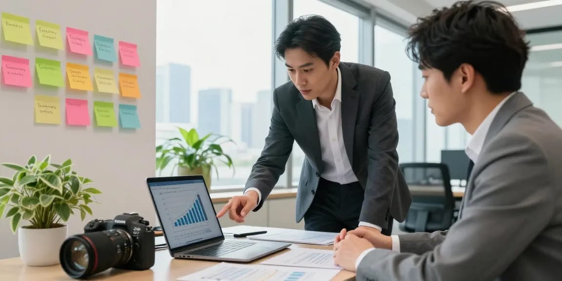 A business professional discussing change of tenancy business energy in a modern office setting.