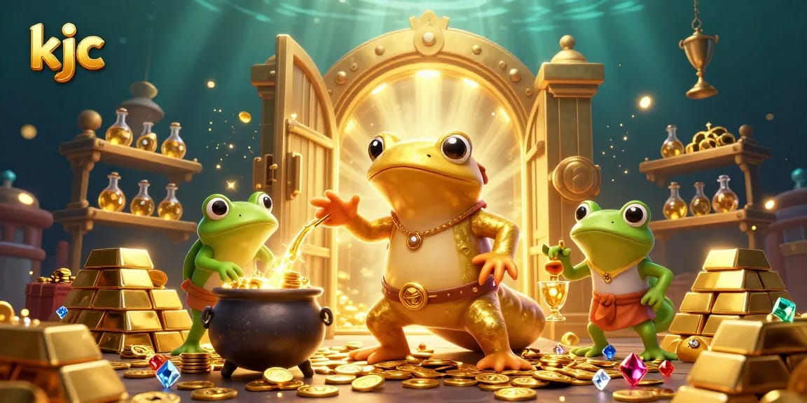 Engage in adventure with KJC as a golden salamander transforms metal into treasures in this online casino scene.