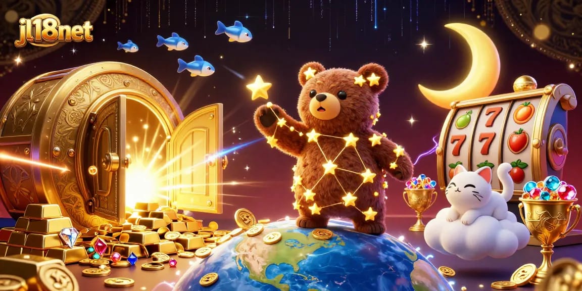 Win big at jl18net with a stunning 3D casino-themed illustration showcasing exciting gambling elements.