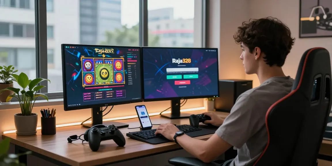 Engaging login raja328 experience with vibrant gaming setup showcasing exciting online slots.