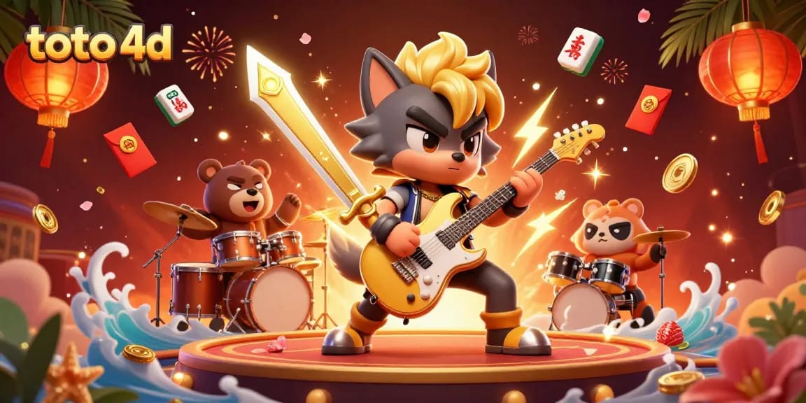Experience toto 4d excitement with vibrant gaming elements in a dynamic casino-themed illustration