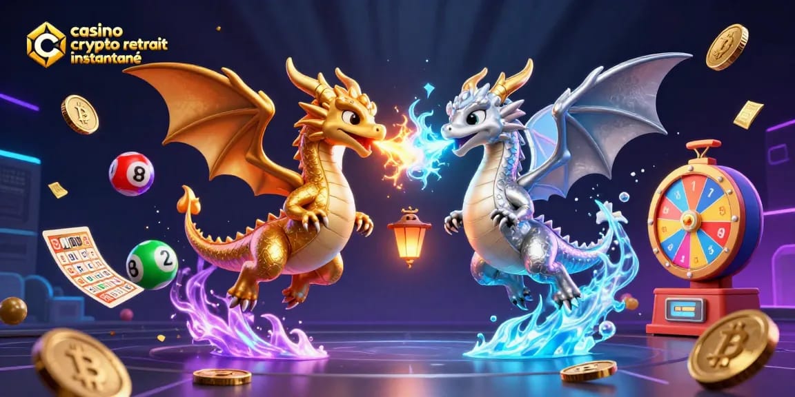 Profitez d'une expérience de jeu rapide au casino crypto retrait instantané avec des dragons et des éléments de jeu colorés.