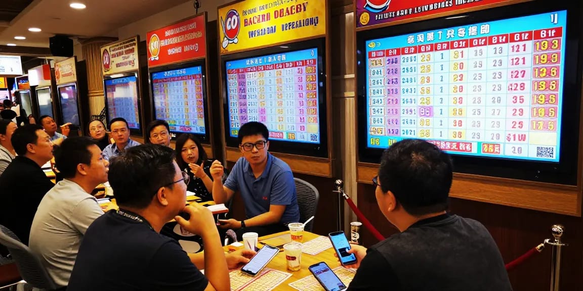 Exciting toto macau live draw scene with diverse bettors at a vibrant betting hub.