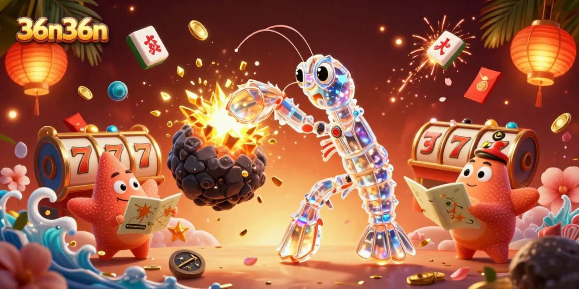 Experience the excitement of 36n36n with an explosive scene of gems and casino elements.