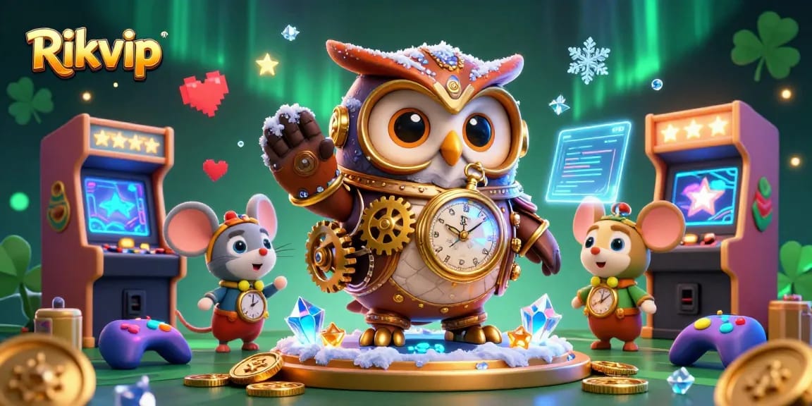 Engage with Rikvip at the animated casino featuring vibrant gaming elements and festive designs.