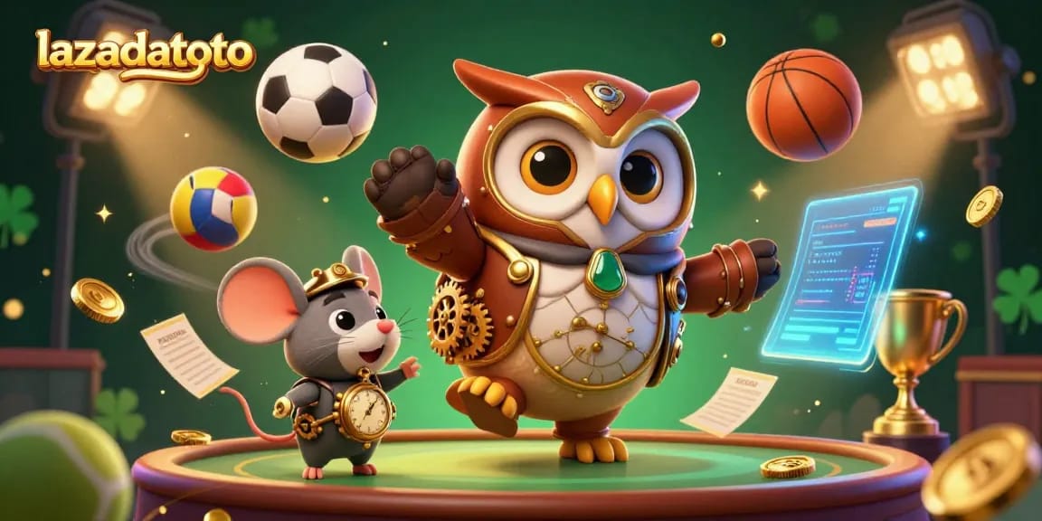 Engage in thrilling gameplay with lazadatoto and experience immersive casino excitement in a vivid 3D illustration.