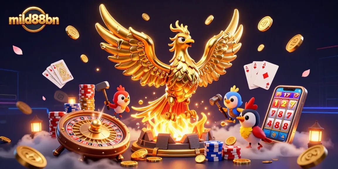 Experience the thrill of winning with mild88bn's golden phoenix and casino excitement.