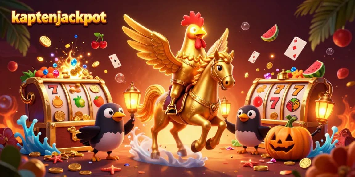 Experience the thrill of kaptenjackpot with this vibrant casino illustration featuring rich game elements.