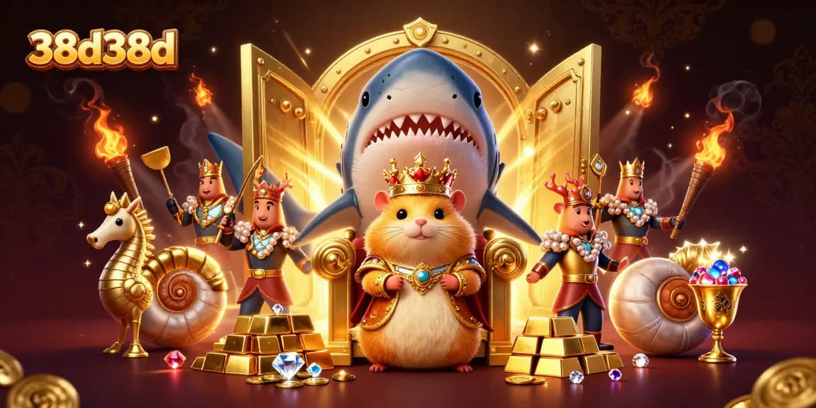 Aproveite o fantástico reino do 38d38d, onde um hamster dourado é rei em seu trono de dentes de tubarão.