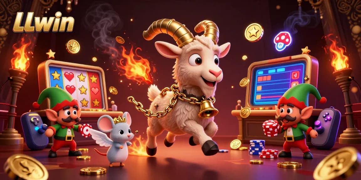 Experience LLwin's festive casino with the Krampus goat and playful characters.
