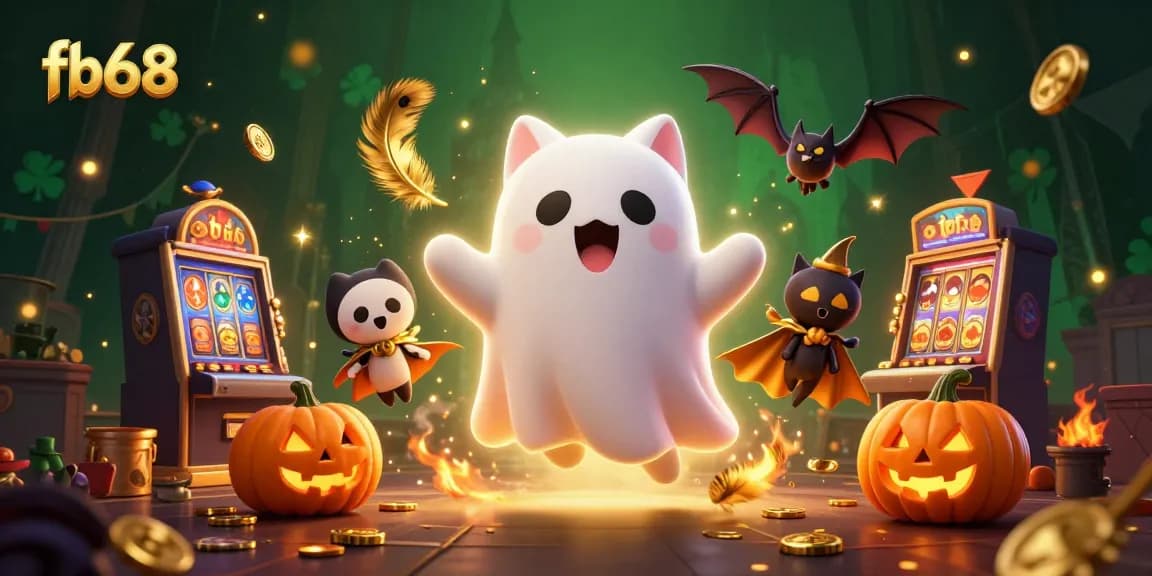 Engage with the vibrant fb68 online casino scene featuring a ghost cat and dynamic gaming elements.