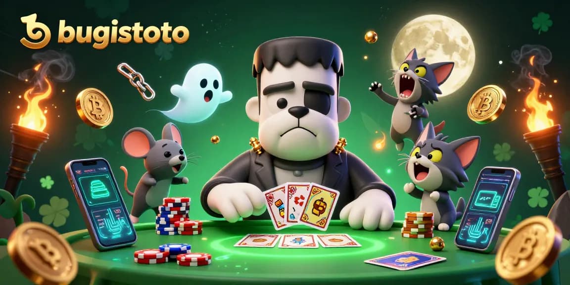Terapkan strategi bugistoto saat bermain dengan bulldog Frankenstein dan kucing werewolf dalam suasana kasino yang menegangkan.