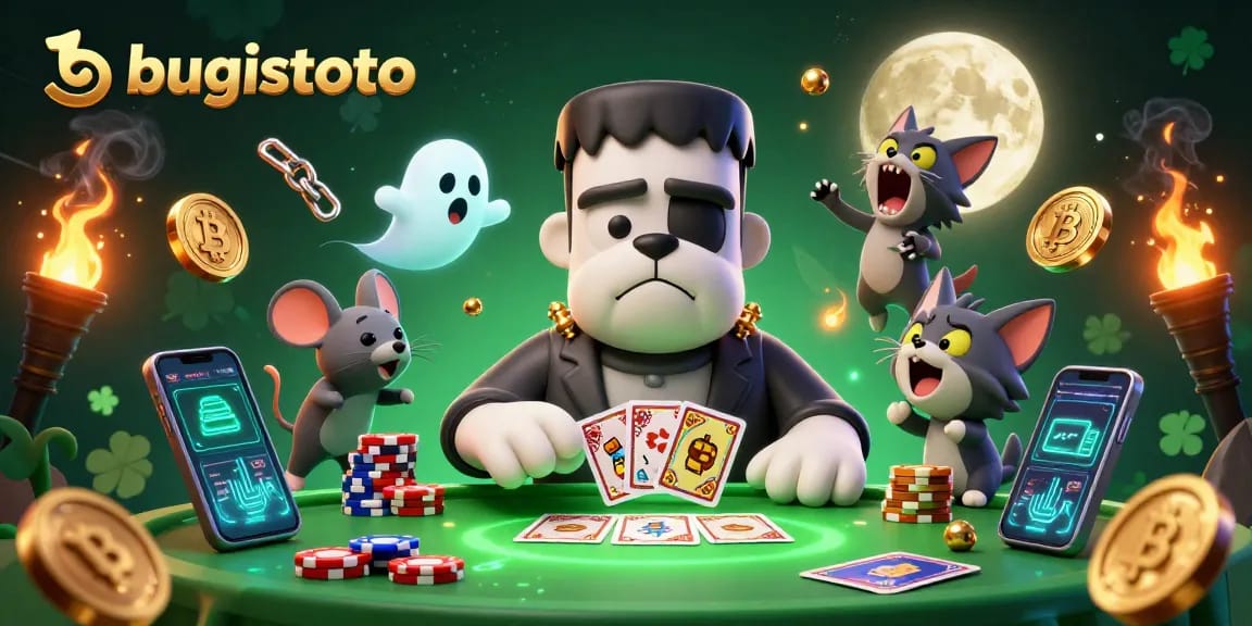 Terapkan strategi bugistoto saat bermain dengan bulldog Frankenstein dan kucing werewolf dalam suasana kasino yang menegangkan.