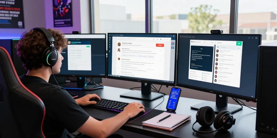 Explorer analyzing multiple 토토사이트 for safety and reliability in a modern gaming setup.