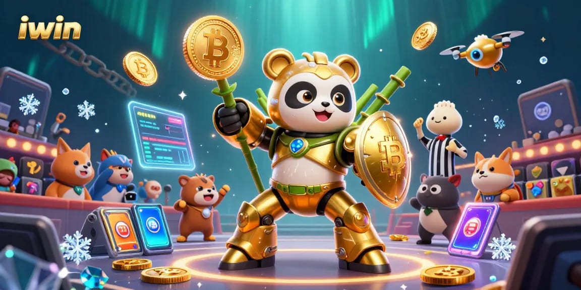 iwin Casino Game Scene with vibrant characters and crypto elements enhancing player excitement