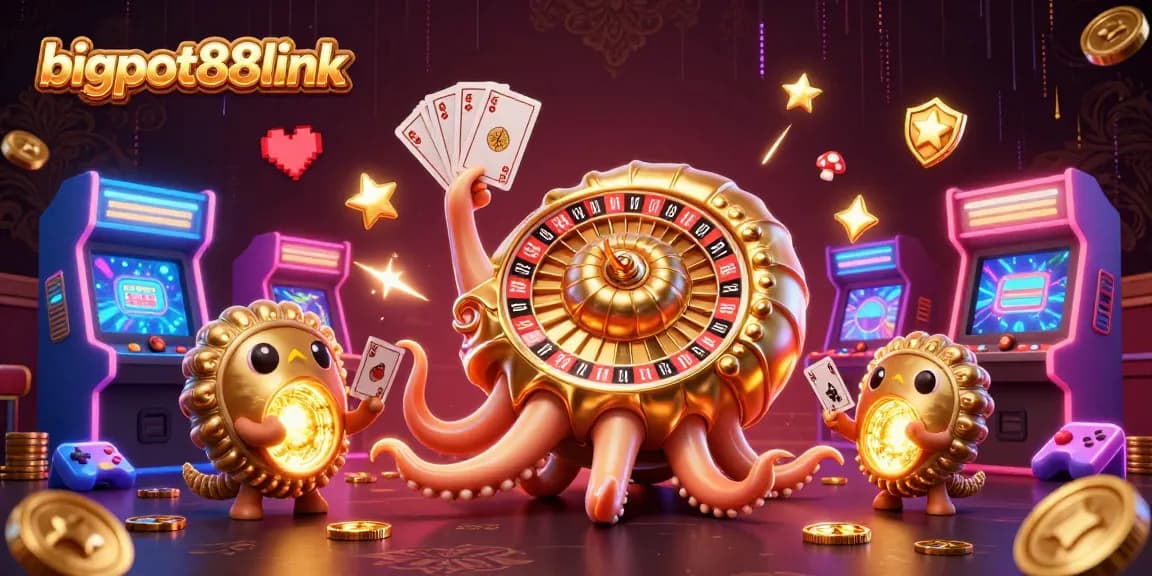 Experience seamless access to bigpot88link with vibrant casino elements in this 3D illustration.