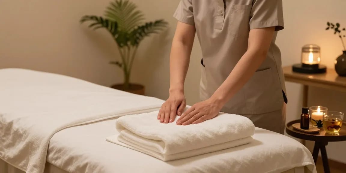 마포출장안마 therapy room with inviting massage setup and calming atmosphere.