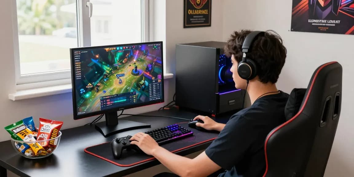 Dynamic gaming setup showcasing https://naga2000.blog with immersive graphics and gaming accessories.