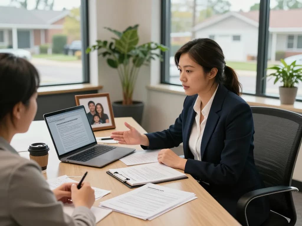 Columbia divorce lawyer consulting with a client in a modern office setting, discussing family law strategies.