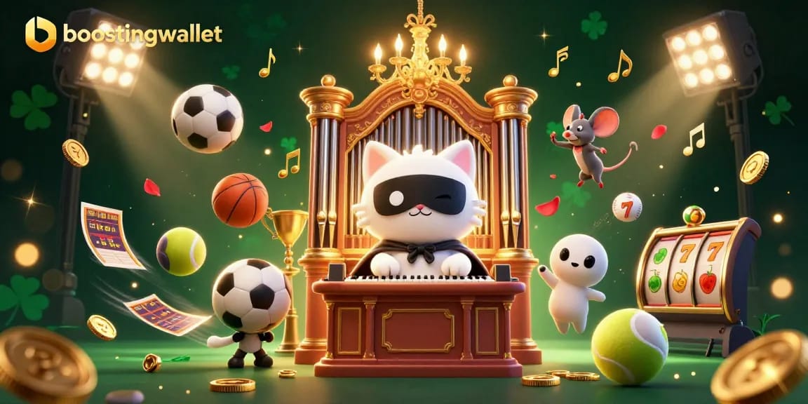 Boostingwallet showcases an engaging 3D cinematic scene filled with casino elements, enhancing gambling excitement.