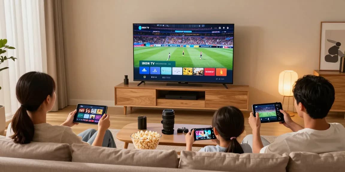 Expérience familiale avec IRON TV, streaming de films et sports en haute qualité.