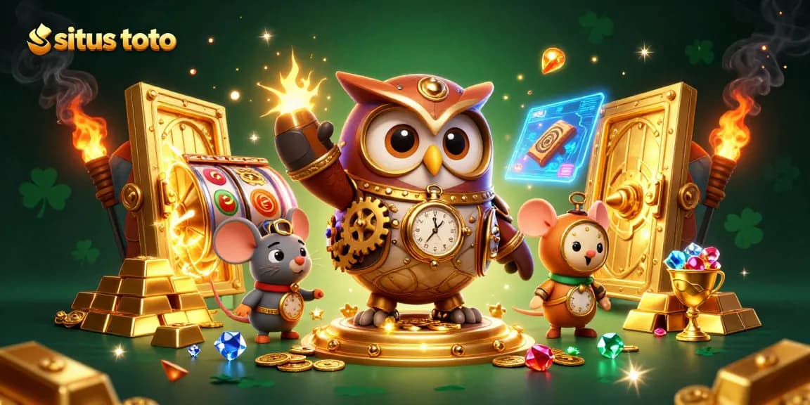 Experience the thrill of situs toto with animated casino elements in a captivating 3D illustration.