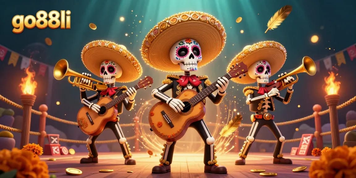 Engage with exciting gameplay at go88li as vibrant mariachi characters celebrate in a dynamic casino scene.