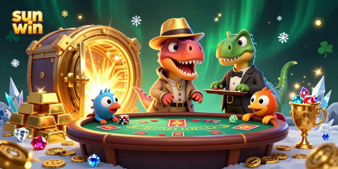Experience the thrill of sun win at a vibrant blackjack table with 3D cartoon characters in action.