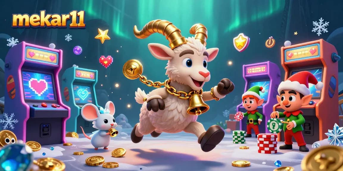 Play exciting casino games with mekar11 featuring quirky characters in a vibrant, festive setting.