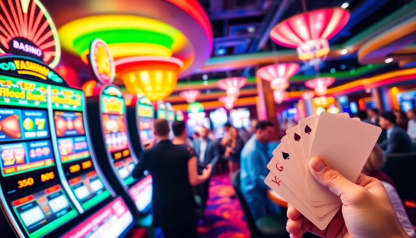 Engage with exciting Non gamstop casino Uk gaming, featuring vibrant slot machines and lively players.