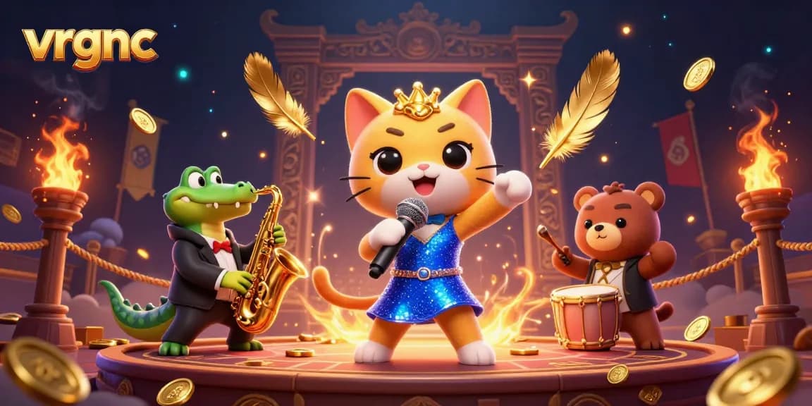 Experience excitement with vrgnc at a vibrant online casino featuring a jazzy cat, croc, and bear.