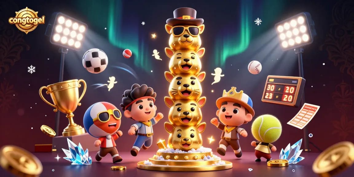 Experience thrilling gameplay with congtogel as golden totem and dynamic sports elements animate the action.