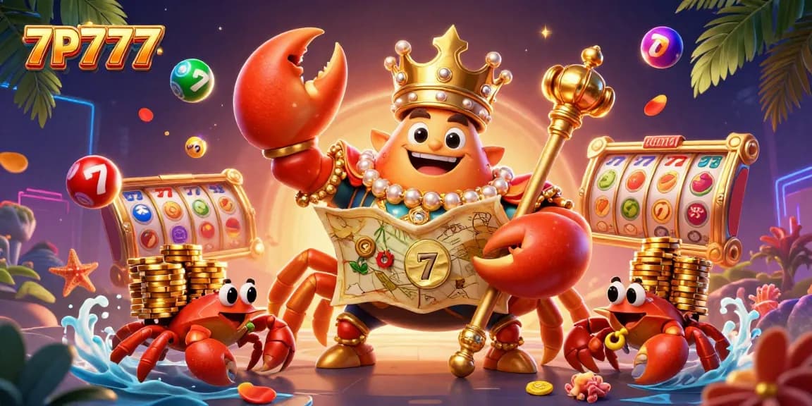 Experience 7P777 thrills with immersive golden crab emperor and vibrant gambling elements.