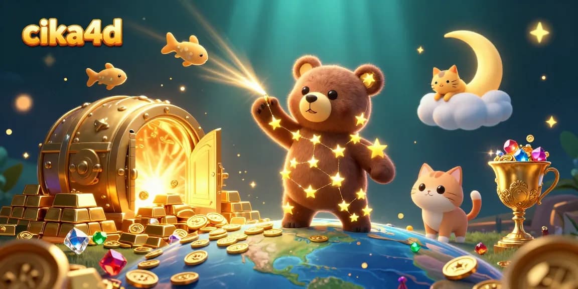 Cika4d transports players into a vibrant 3D casino adventure filled with sparkling treasures and gameplay excitement.