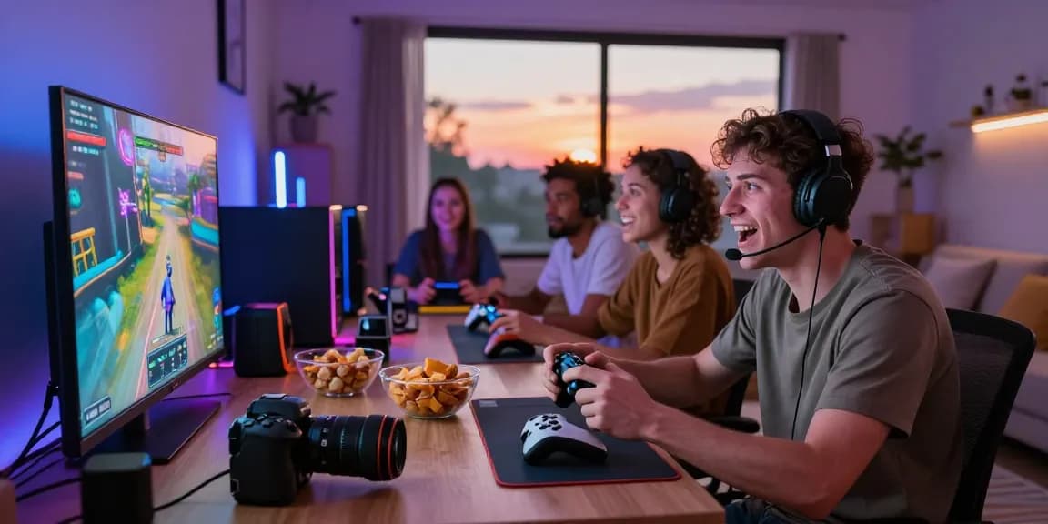 Pengalaman bermain game online di BATIK88, dengan teman-teman di ruang tamu yang cerah dan seru.