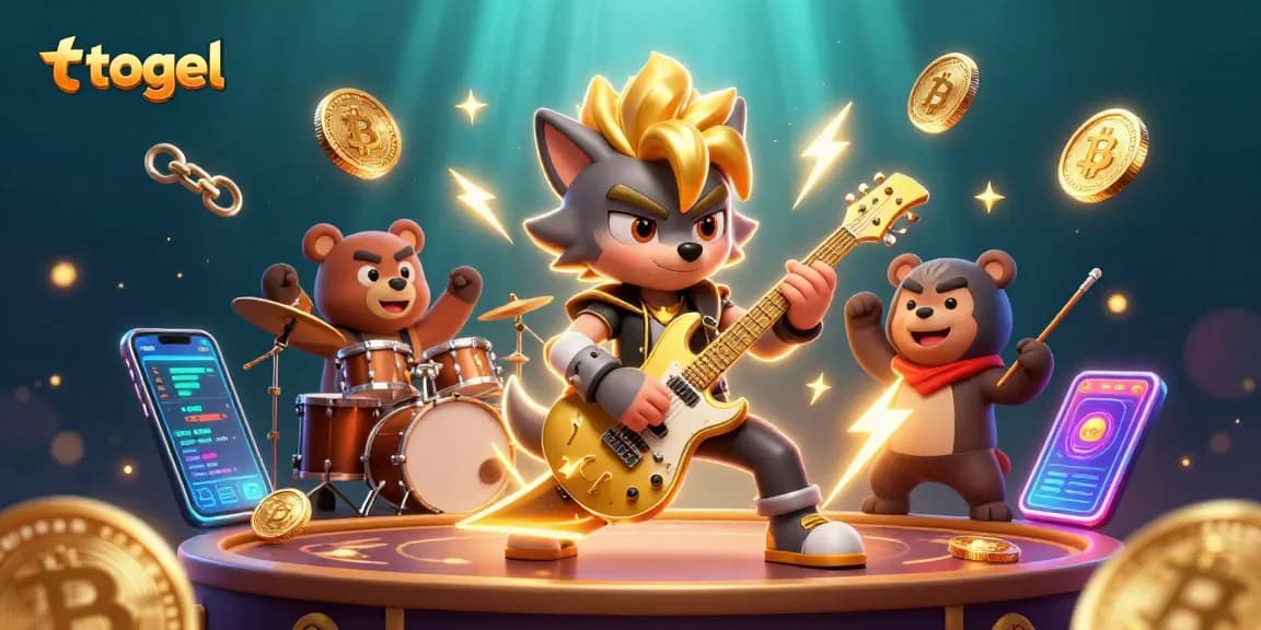 Experience the thrill of togel with an electrifying casino performance by animated rock star and drummer.