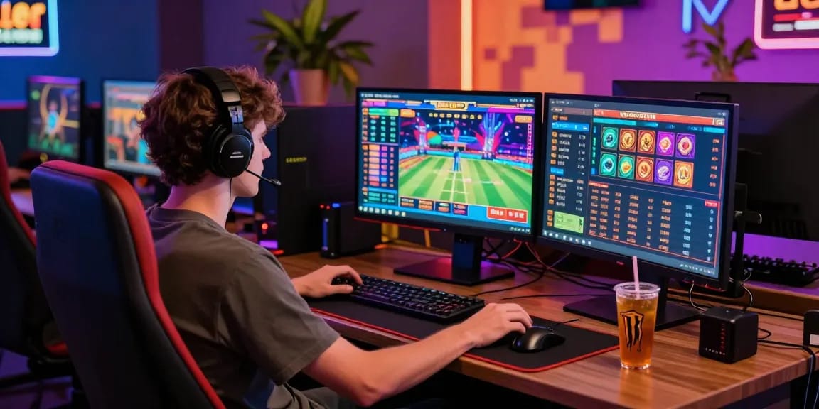 Exciting online gaming setup showcasing a player engaged with raja328 link in vibrant live casino action.