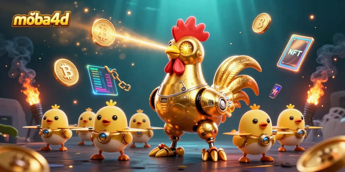 Experience thrilling online gaming at moba4d with futuristic 3D robots and crypto elements.