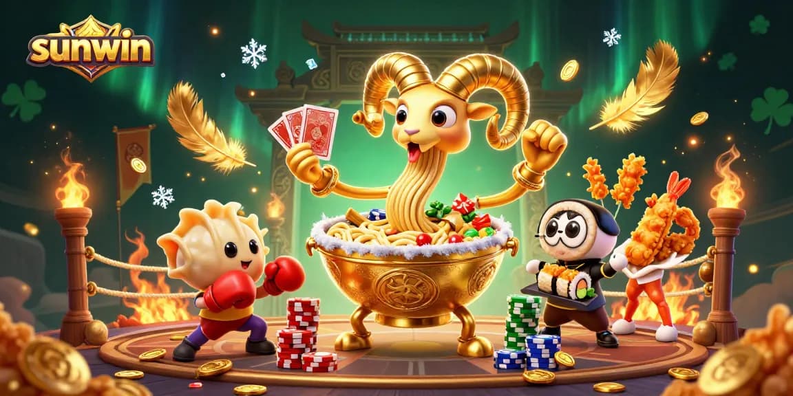 sunwin captivates players with vibrant casino-themed 3D illustration featuring unique characters and dynamic elements