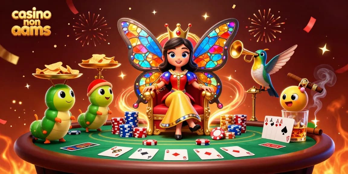 Gioca nei migliori casino non AAMS con questa scena vibrante di festa e poker.