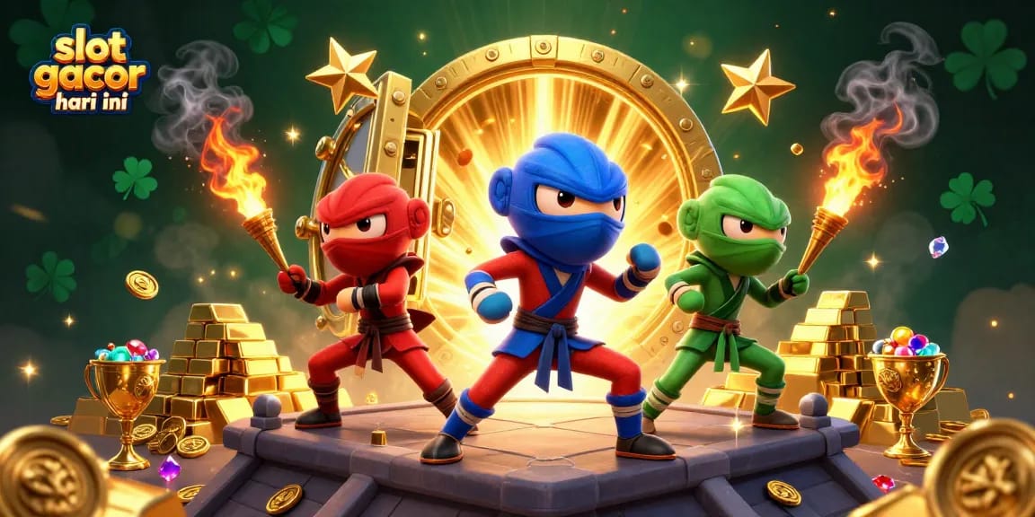 Temukan slot gacor hari ini dengan ninja chameleon yang sedang beraksi di rooftop penuh harta karun.